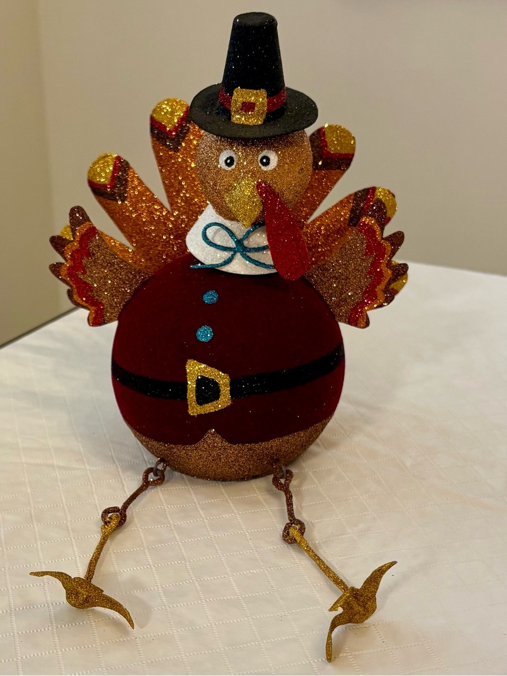 Pier 1 Glitter Bobblehead Pilgrim Turkey